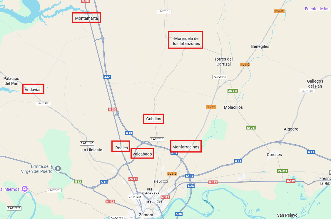Mapa localidades del CRA